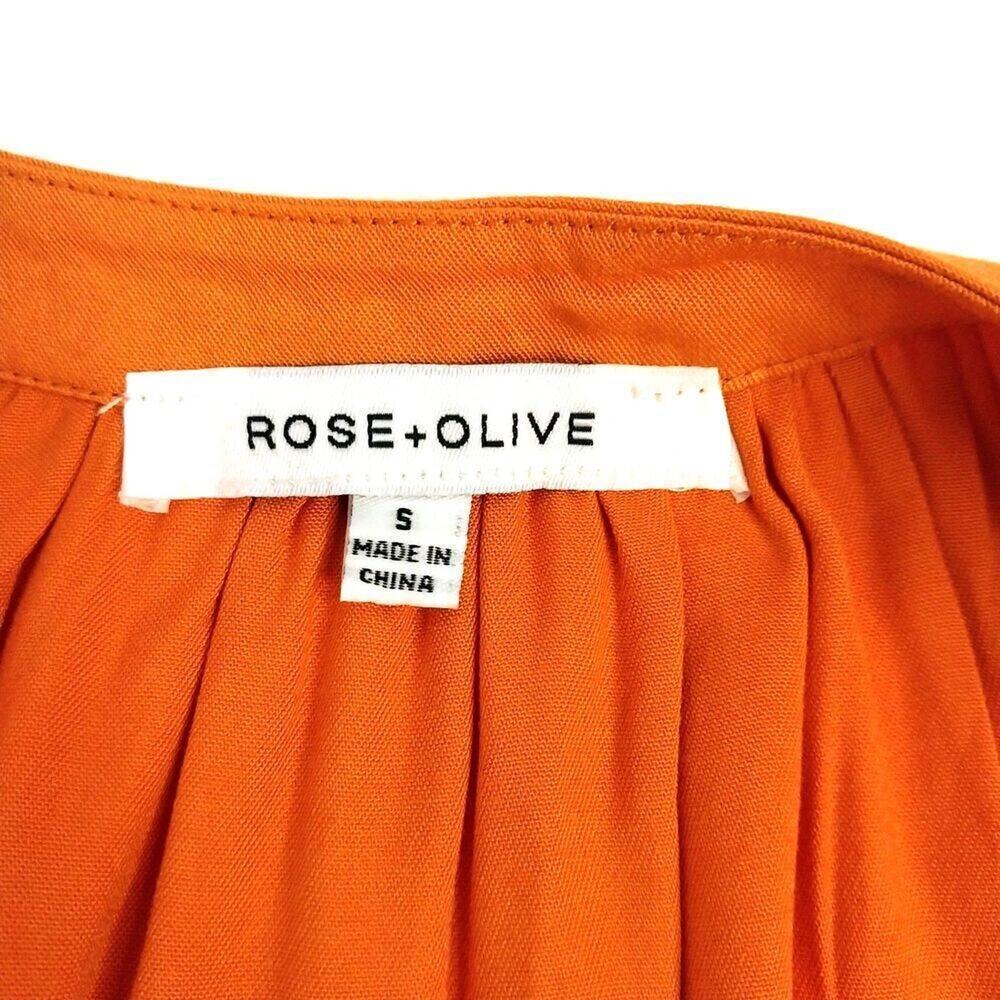Rose + Olive Halter Top Women Size Small Orange Casual Preppy Colorful - Picture 3 of 7